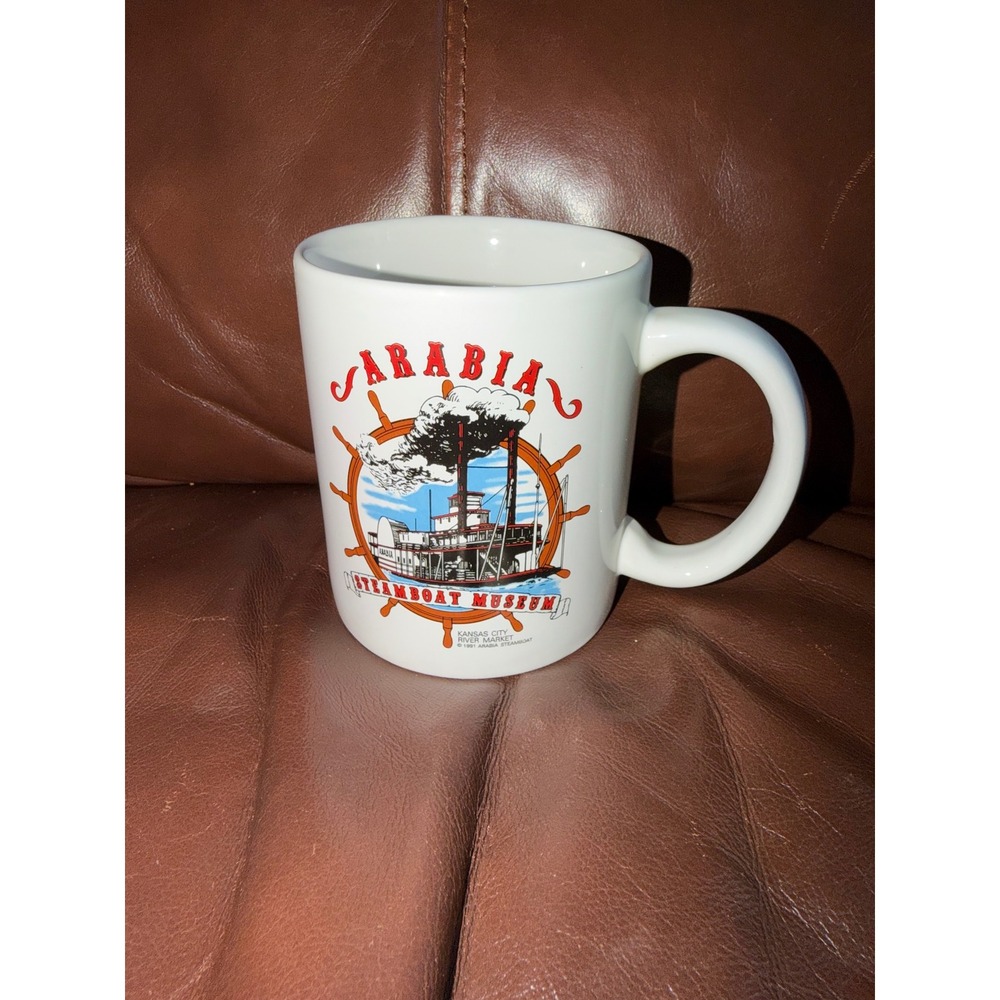 Vintage 1991 Arabia Steamboat Museum Kansas City Ceramic Coffee Mug White